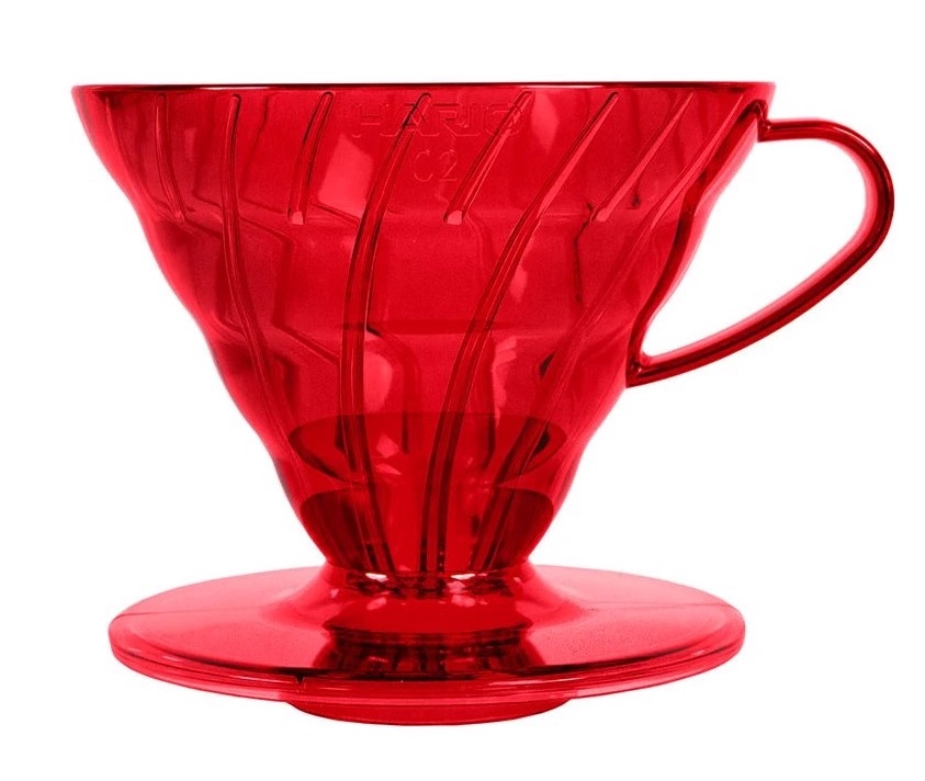 Hario plastový dripper na kávu V60-02 křišťálově červený