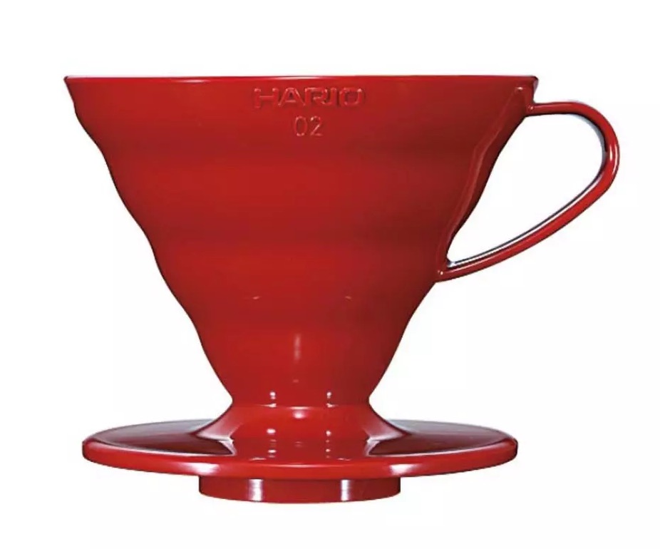 Hario plastový dripper na kávu V60-02 červený