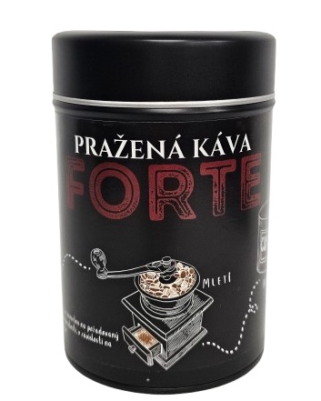 Pražená káva v černé dárkové plechovce – Caffé Forte 200 g