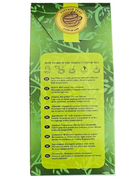 Vintage Teas BIO Zelený s citrónem 20 pyramid 40 g