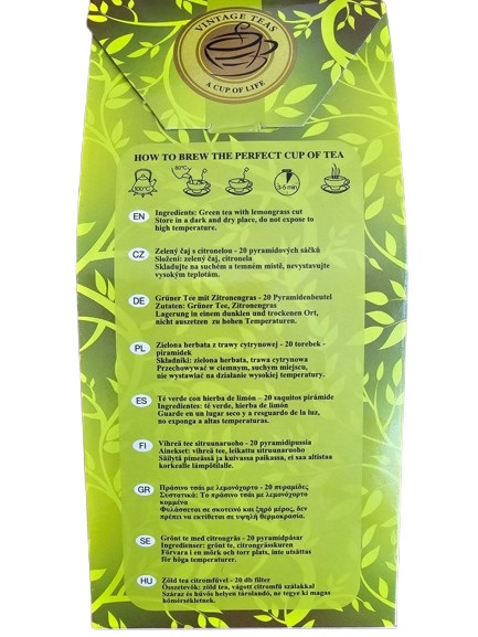 Vintage Teas Zelený čaj s citronelou 20 pyramid 50 g