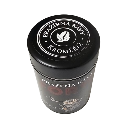 Pražená káva v černé dárkové plechovce – Caffé Forte 200 g