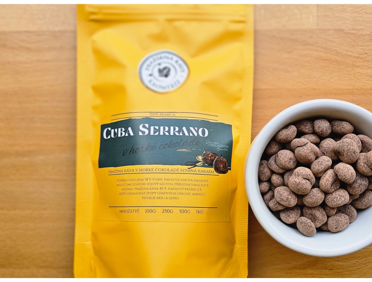 Kávová zrna v hořké čokoládě - Cuba Serrano 150 g