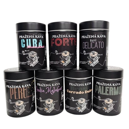 Pražená káva v černé dárkové plechovce – Caffé Delicato 200 g