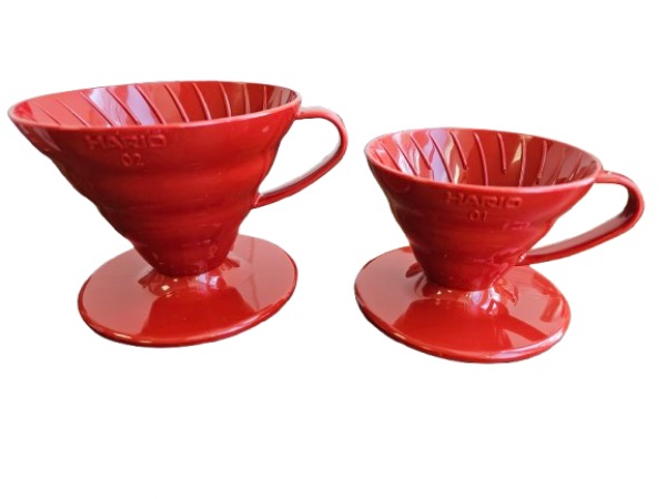 Hario plastový dripper na kávu V60-01 červený