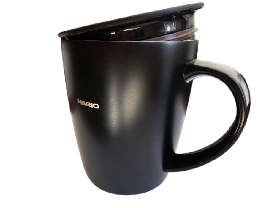 Hario termo hrnek s ouškem a víčkem 300 ml černý