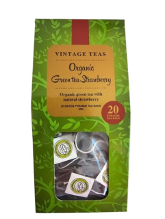 Vintage Teas BIO Zelený čaj s jahodou 20 pyramid 40 g