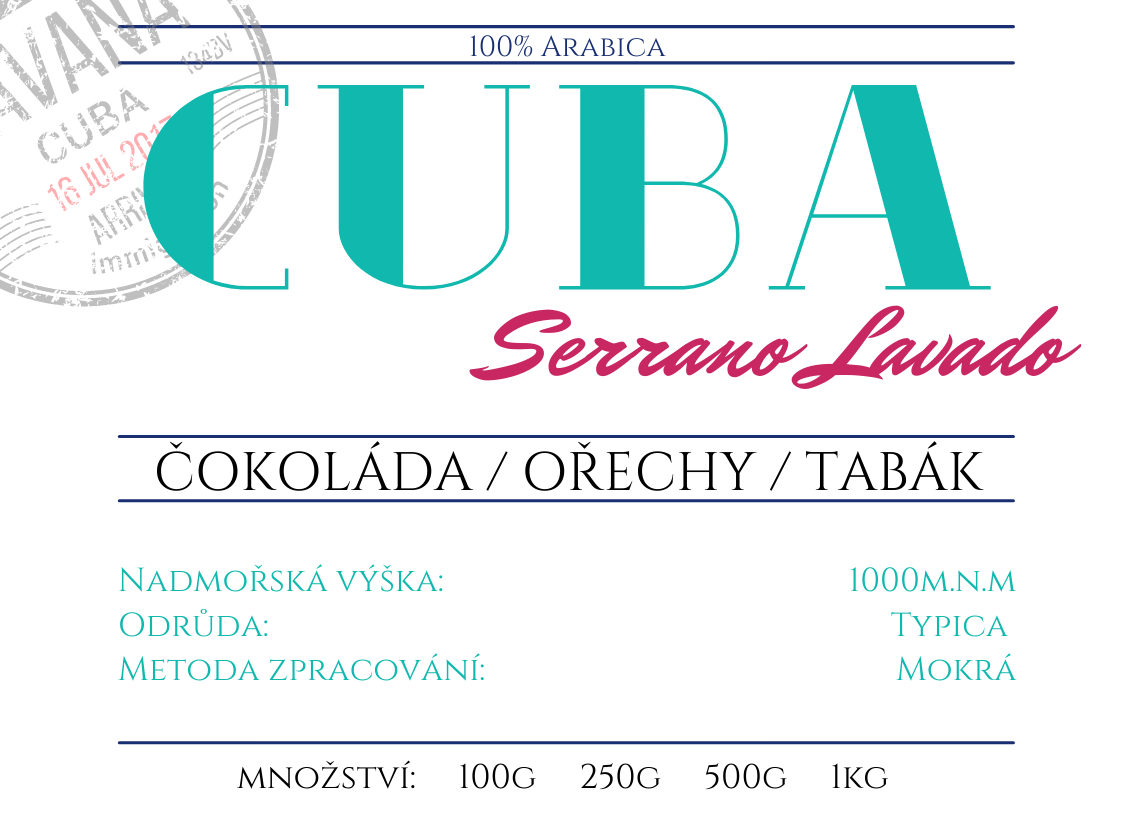 Káva Kuba serrano lavado